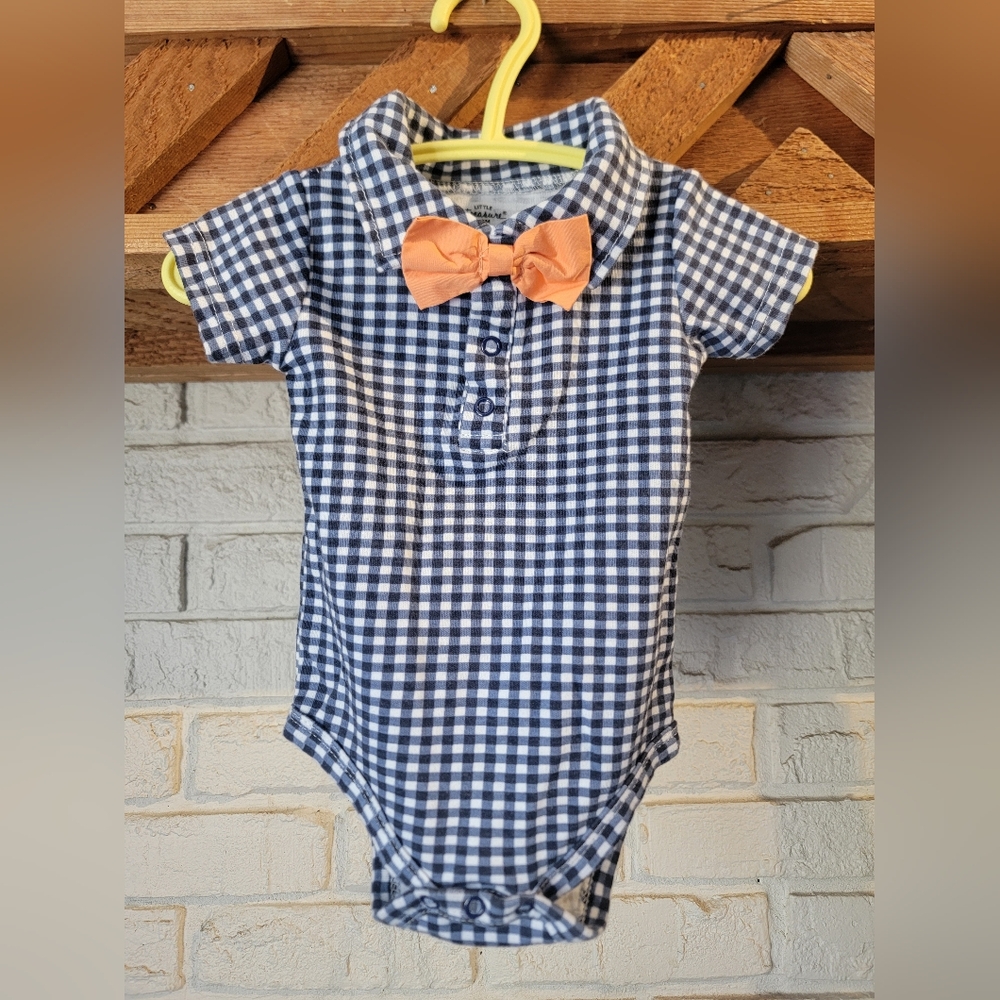 Little Treasure Plaid Bodysuit With bowtie 0-3